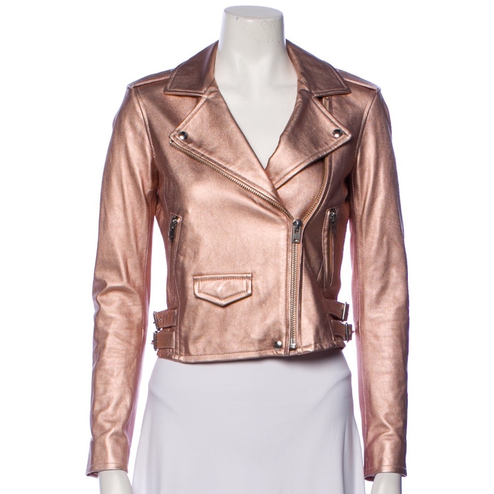 IRO Gold Leather Jacket Size 36/S (Fits XS)